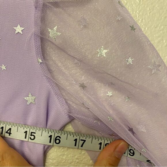 Wonder Nation Girl Foil Mesh Dress lavender long sheer sleeves-L 10/12 NWOT - Picture 5 of 9